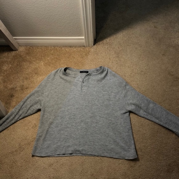 Brandy Melville Tops - Grey Waffle Knit Long Sleeve